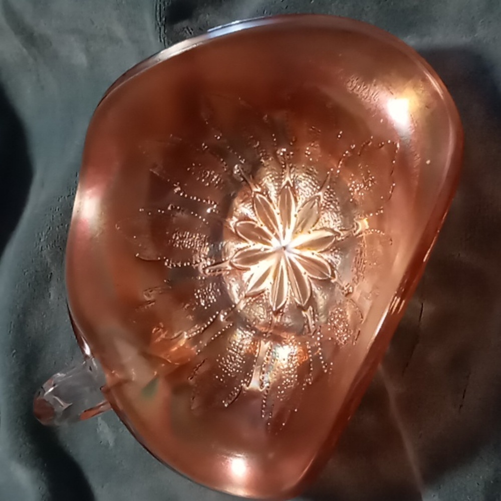 Vintage Dugan carnival glass candy dish .